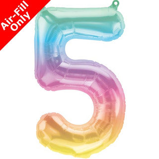 Mini Air Fill Number 5 Foil Balloon - Rainbow