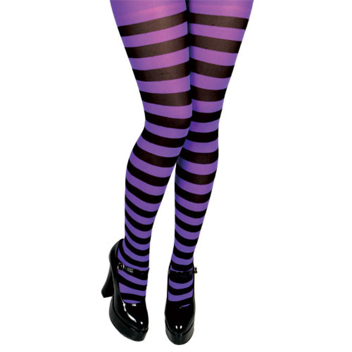 Striped Tights - Black & Purple