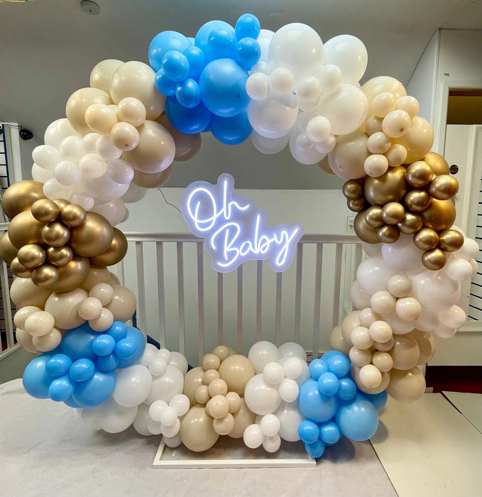 Baby Shower Organic Circle Balloon Arch - Blue The Ultimate Balloon And Party Shop Cheltenham & Gloucester Balloons & Fancy Dress 
