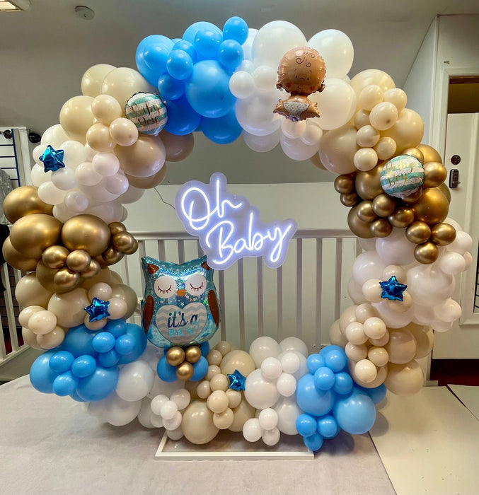 Baby Shower Organic Circle Balloon Arch - Blue The Ultimate Balloon And Party Shop Cheltenham & Gloucester Balloons & Fancy Dress 