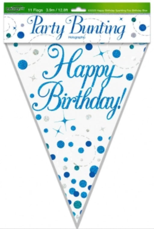 Birthday Bunting - Blue Glitz The Ultimate Balloon And Party Shop Cheltenham & Gloucester Balloons & Fancy Dress 