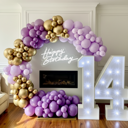 Birthday Organic Circle Balloon Arch - Purple The Ultimate Balloon And Party Shop Cheltenham & Gloucester Balloons & Fancy Dress 