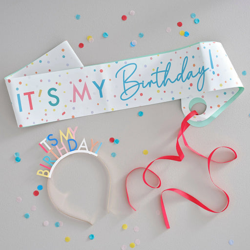 Birthday Sash & Headband Set - Bright The Ultimate Balloon And Party Shop Cheltenham & Gloucester Balloons & Fancy Dress 
