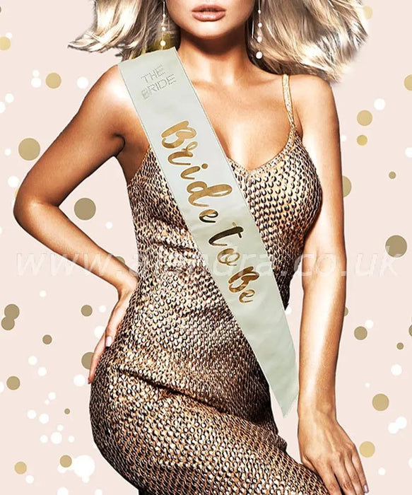Bride To Be Sash - Cream & Rose Gold The Ultimate Balloon And Party Shop Cheltenham & Gloucester Balloons & Fancy Dress 