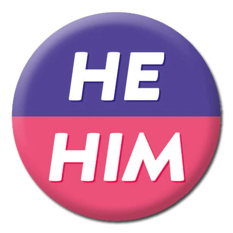 Badge - He/Him The Ultimate Balloon And Party Shop Cheltenham & Gloucester Balloons & Fancy Dress 