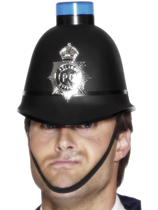 Police Helmet with Flashing Siren Light The Ultimate Balloon And Party Shop Cheltenham & Gloucester Balloons & Fancy Dress 