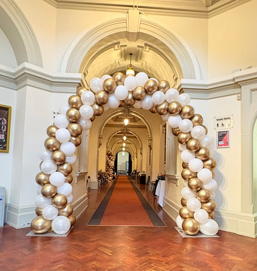 Corporate Outdoor/Indoor Spiral Balloon Arch - White/Gold The Ultimate Balloon And Party Shop Cheltenham & Gloucester Balloons & Fancy Dress 
