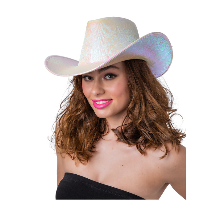 Cowboy Iridescent Hat - White