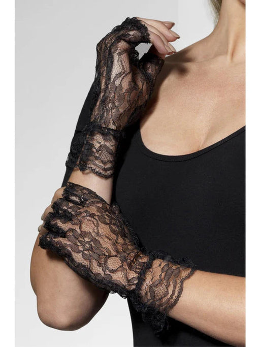 Fingerless Lace Gloves - Black The Ultimate Balloon And Party Shop Cheltenham & Gloucester Balloons & Fancy Dress 