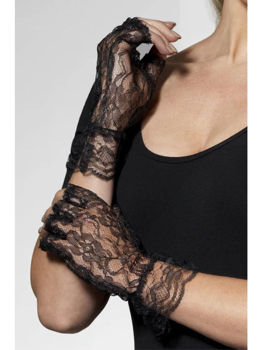 Fingerless Lace Gloves - Black The Ultimate Balloon And Party Shop Cheltenham & Gloucester Balloons & Fancy Dress 