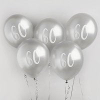Age 60 Birthday Balloons 5pk - Silver The Ultimate Balloon And Party Shop Cheltenham & Gloucester Balloons & Fancy Dress 