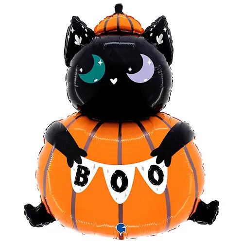 Cat In Pumpkin Shape Foil Balloon The Ultimate Balloon And Party Shop Cheltenham & Gloucester Balloons & Fancy Dress 