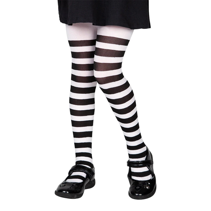 Child’s Striped Kids Tights - Black & White The Ultimate Balloon And Party Shop Cheltenham & Gloucester Balloons & Fancy Dress 