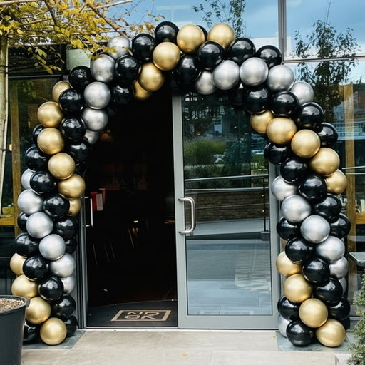 Corporate Coloured Spiral Balloon Arch - Black & Gold The Ultimate Balloon And Party Shop Cheltenham & Gloucester Balloons & Fancy Dress 