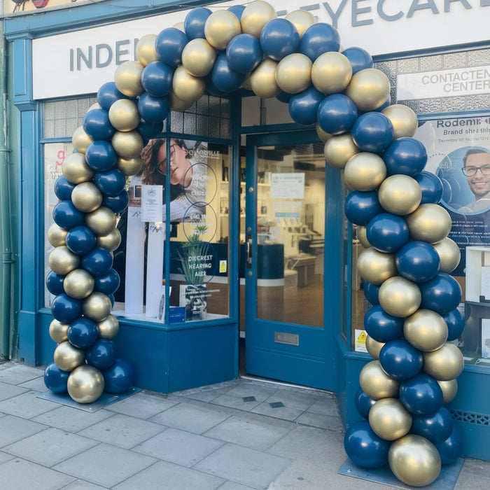 Corporate Coloured Spiral Balloon Arch - Navy & Gold The Ultimate Balloon And Party Shop Cheltenham & Gloucester Balloons & Fancy Dress 