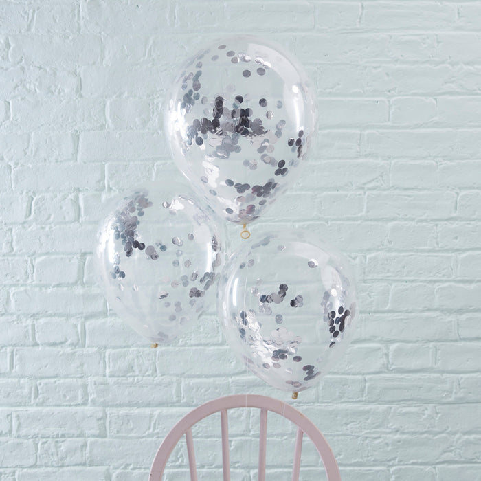 Confetti Filled Balloons - Silver