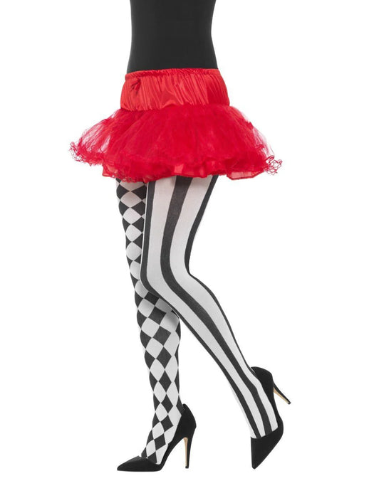 Harlequinn Patterned Tights - Black/White