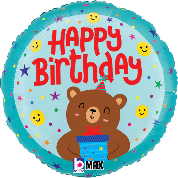 18" Foil Happy Birthday Balloon - Birthday Bear