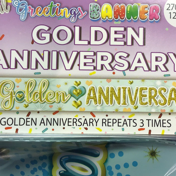 50th Golden Wedding Foil Banner - Bright