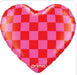 18” Heart Shaped Foil Balloon - Red & Pink Chequered The Ultimate Balloon And Party Shop Cheltenham & Gloucester Balloons & Fancy Dress 