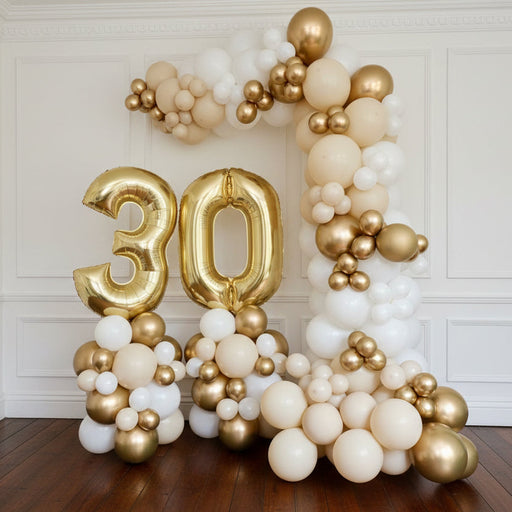 Deluxe Half Organic Balloon Arch - Gold & Neutral The Ultimate Balloon And Party Shop Cheltenham & Gloucester Balloons & Fancy Dress 
