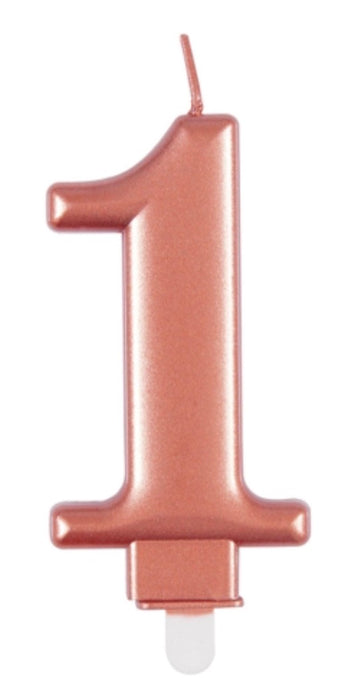 Metallic Wax Number 1 Candle - Rose Gold