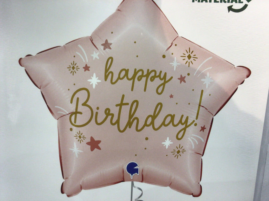 18" Foil Pastel Pink Star Birthday Foil Balloon