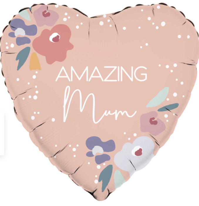 Large Amazing Mum Foil Balloon - Pink Heart