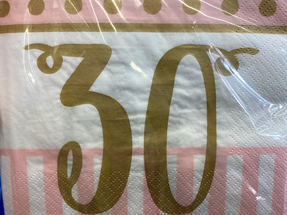 Age 30 Napkins - Pink/Gold