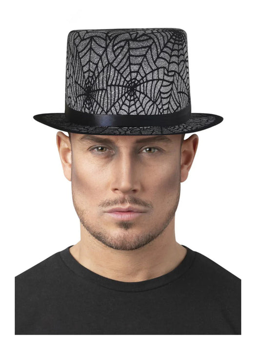 Silver Spider Web Top Hat