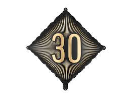 18" Foil Age 30 Balloon - Black & Gold Diamond The Ultimate Balloon And Party Shop Cheltenham & Gloucester Balloons & Fancy Dress 