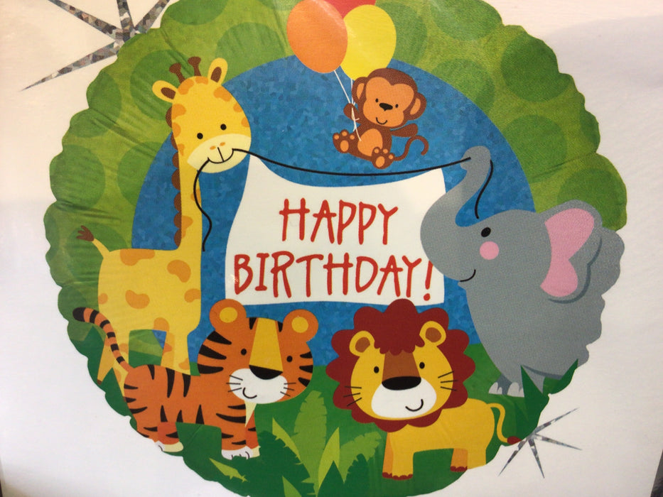 18" Birthday Jungle Cute Foil Balloon