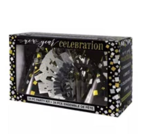 New Year’s Celebration Pack (24pc) - Black/Gold The Ultimate Balloon And Party Shop Cheltenham & Gloucester Balloons & Fancy Dress 