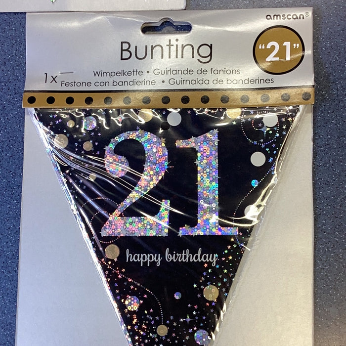 Age 21 Bunting - Black Glitz