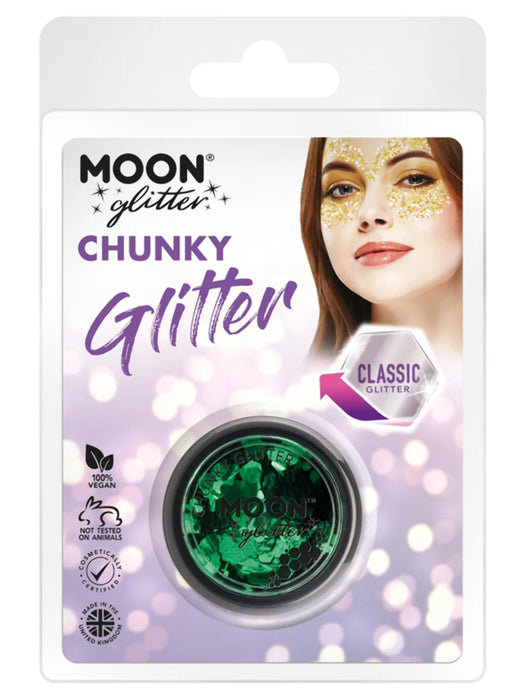 Cosmetic Chunky Glitter Pot - Classic Green