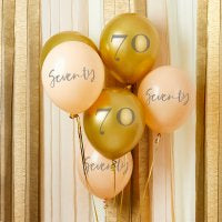 Age 70 Birthday Balloons 6pk - Gold & Nude The Ultimate Balloon And Party Shop Cheltenham & Gloucester Balloons & Fancy Dress 