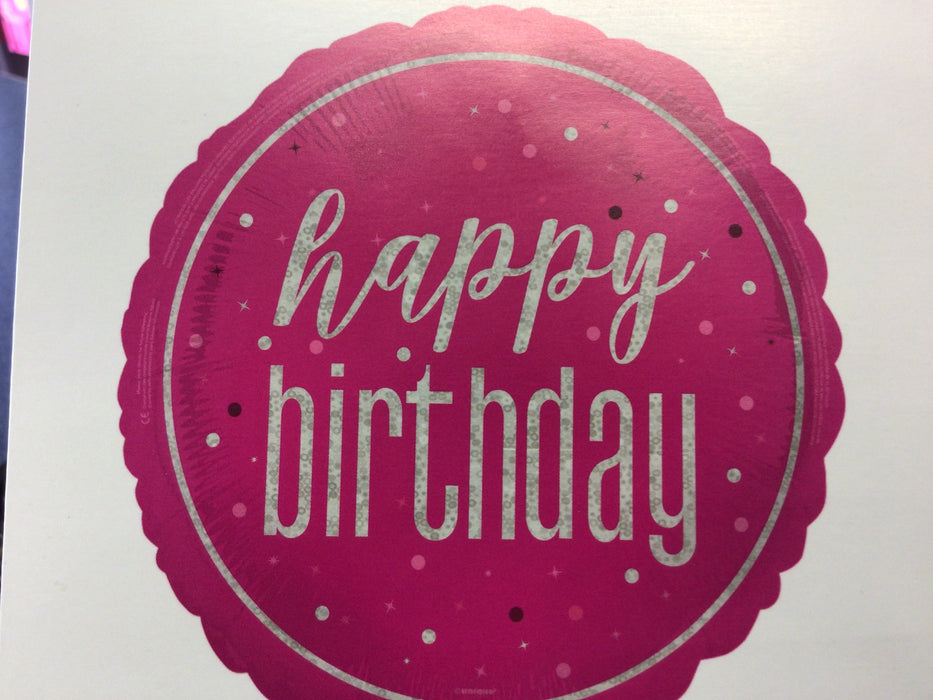 18" Foil Happy Birthday - Hot Pink Sparkle