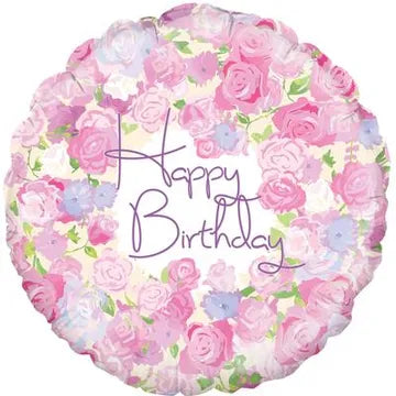 18" Foil Happy Birthday - Pink Floral Design