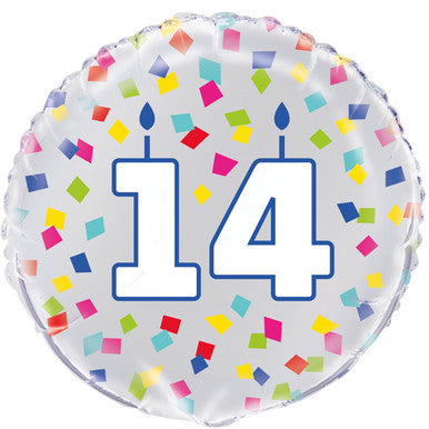 18" Foil Age 14 Balloon - Bright