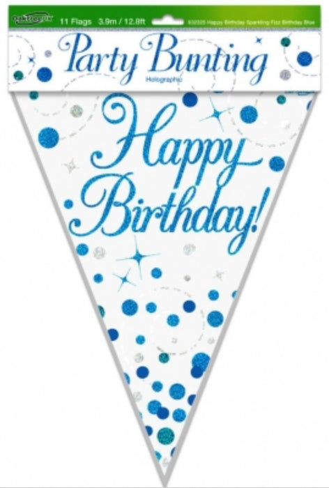 Birthday Bunting - Blue Glitz