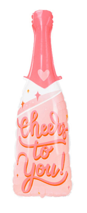 34" Foil Pink Cheers Bottle Foil Balloon