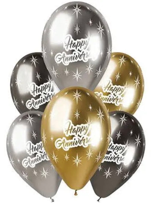 13” Happy Anniversary Latex Balloons (6pk) The Ultimate Balloon And Party Shop Cheltenham & Gloucester Balloons & Fancy Dress 