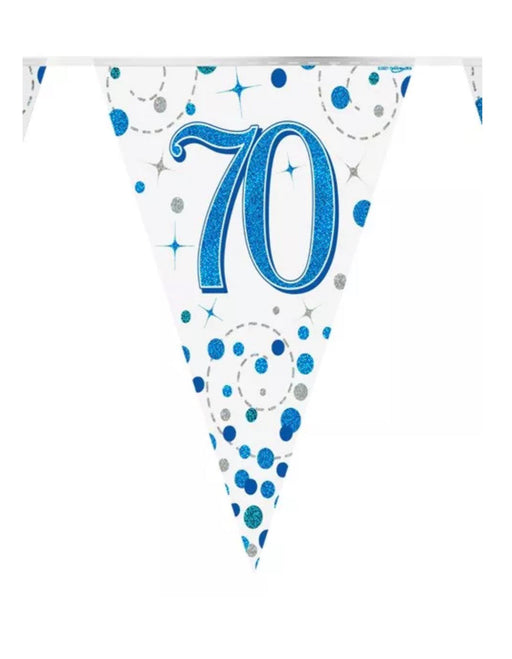 Age 70 Bunting - Blue/White Glitz The Ultimate Balloon And Party Shop Cheltenham & Gloucester Balloons & Fancy Dress 