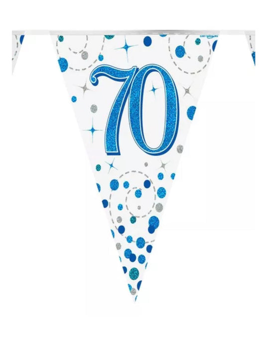 Age 70 Bunting - Blue/White Glitz The Ultimate Balloon And Party Shop Cheltenham & Gloucester Balloons & Fancy Dress 
