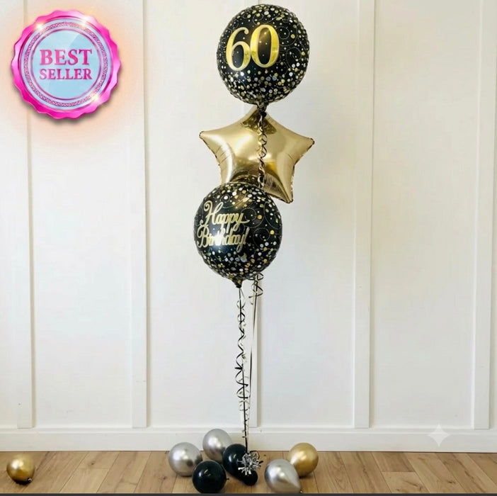 Classic 3 Foil Display -  Black & Gold The Ultimate Balloon And Party Shop Cheltenham & Gloucester Balloons & Fancy Dress 
