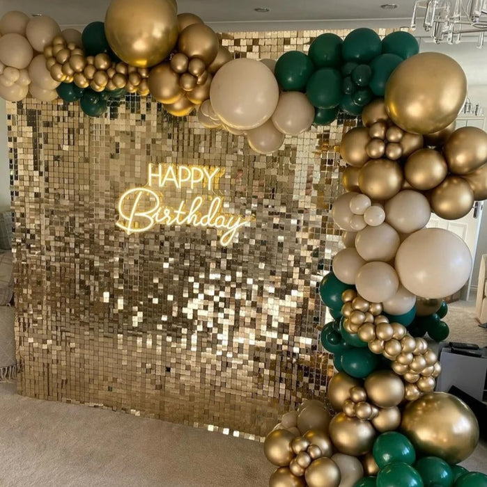 Gold Sequin Feature Wall & Balloon Garland - Starting from £249.