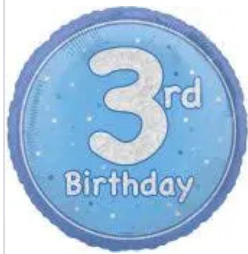 18" Foil Age 3 Blue Balloon The Ultimate Balloon And Party Shop Cheltenham & Gloucester Balloons & Fancy Dress 