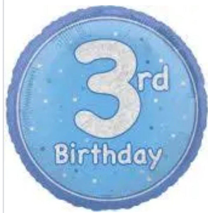 18" Foil Age 3 Blue Balloon The Ultimate Balloon And Party Shop Cheltenham & Gloucester Balloons & Fancy Dress 