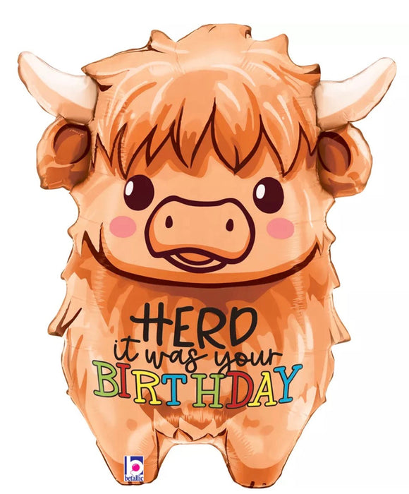 Highland Cow Birthday Foil Balloon The Ultimate Balloon And Party Shop Cheltenham & Gloucester Balloons & Fancy Dress 