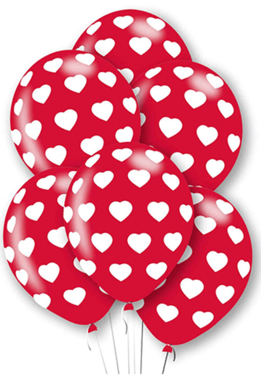 Red Heart Printed Latex Balloons (6pk)